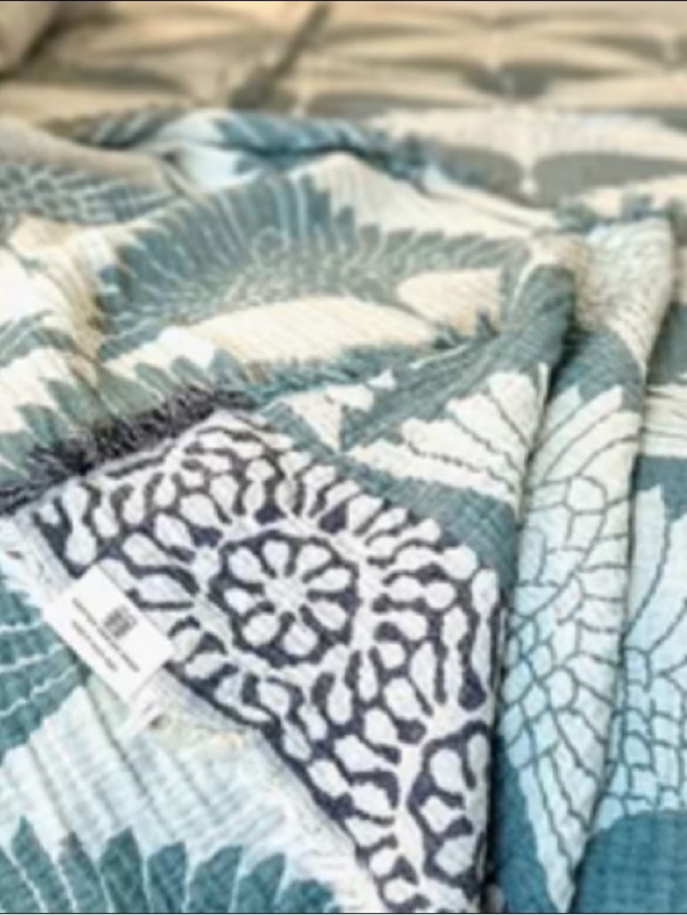 Luxury Woven King Bedspread in Teal 100% Cotton Quilted + Woven 2 Side NEW - Picture 8 of 16